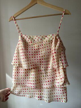 Y2K Tiered Polka Dot Top with Tie